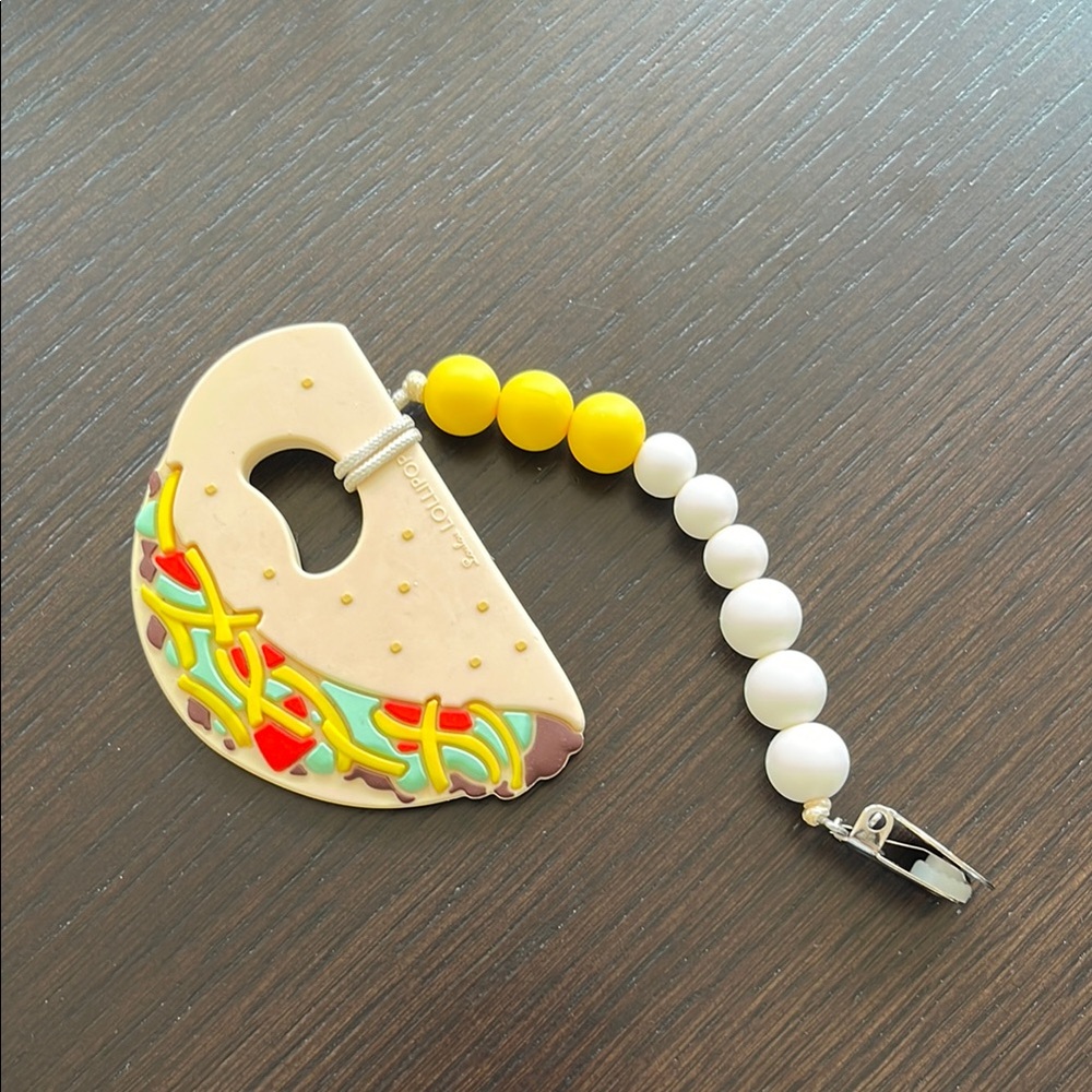 Loulou Lollipop taco silicone teether with clip